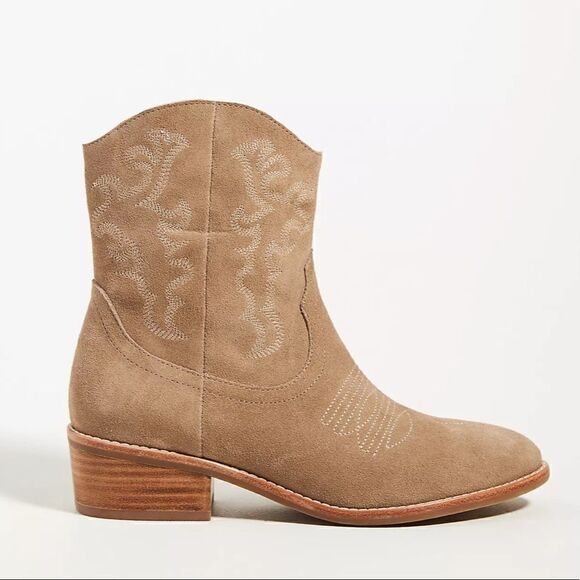 Anthropologie Silent D Zofie Suede Western Ankle Boot in Beige US 7 - Picture 3 of 10